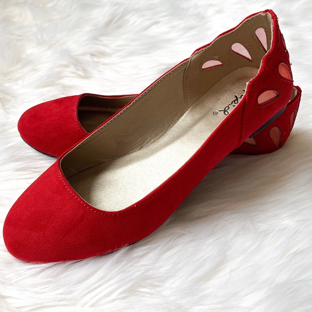 NWB Red Flats with Cutout Detail